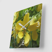 ゴールデンシャワーツリートロピカルイエローフローラ スクエア壁時計 (傾斜)