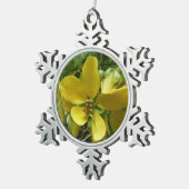 ゴールデンシャワーツリートロピカルイエローフローラ スノーフレークピューターオーナメント (右)