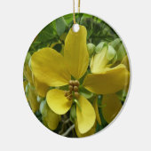 ゴールデンシャワーツリートロピカルイエローフローラ セラミックオーナメント (左)