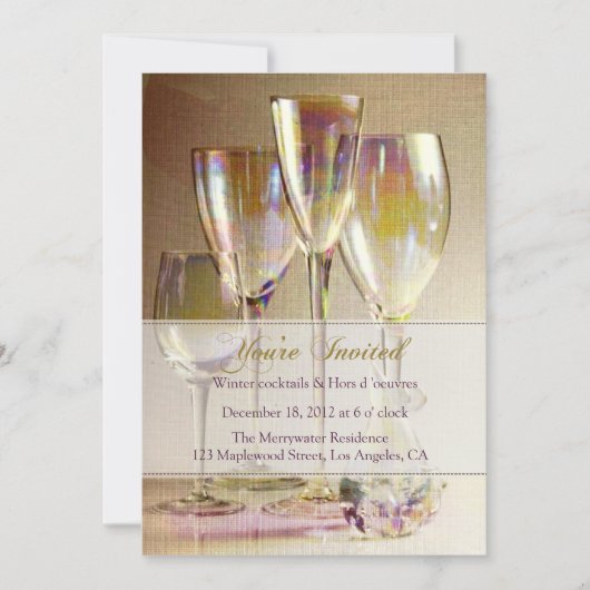 ゴールデンシャンパンの祝日パーティーの招待 招待状 (正面)