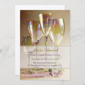 ゴールデンシャンパンの祝日パーティーの招待 招待状 (正面/裏面)