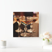 ゴールデンシャンパンドリンクキッチンバー時計 スクエア壁時計 (ホーム)