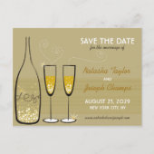 ゴールデンシャンパンバブルお祝い日付の保存 案内ポストカード (正面)