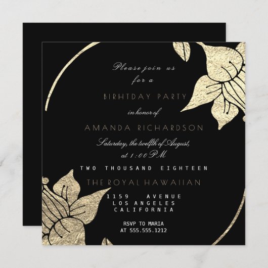 ゴールデンシャンペーンフローラグラムビップバースデーパーティー 招待状 (正面/裏面)