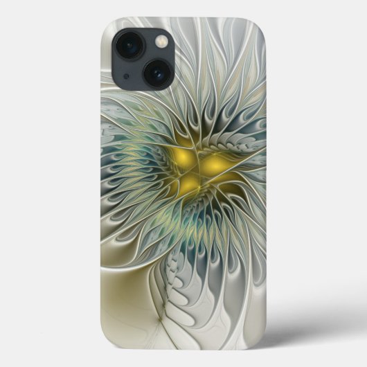 ゴールデンシルバーフラワーファンタジー抽象フラクタルアート Case-Mate iPhoneケース (裏面)