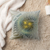 ゴールデンシルバーフラワーファンタジー抽象芸術フラクタル名 クッション (ブランケット)