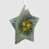 ゴールデンシルバーフラワーファンタジー抽象芸術フラクタル星 オーナメント (正面)