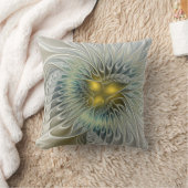 ゴールデンシルバーフラワーファンタジー抽象芸術フラクタル クッション (ブランケット)