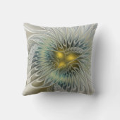 ゴールデンシルバーフラワーファンタジー抽象芸術フラクタル クッション (裏面)