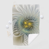 ゴールデンシルバーフラワーファンタジー抽象芸術フラクタル ゴルフタオル (インサイチュ)