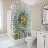 ゴールデンシルバーフラワーファンタジー抽象芸術フラクタル シャワーカーテン (インサイチュ)