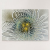 ゴールデンシルバーフラワーファンタジー抽象芸術フラクタル ジグソーパズル (横)