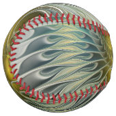 ゴールデンシルバーフラワーファンタジー抽象芸術フラクタル ソフトボール (正面左)