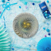 ゴールデンシルバーフラワーファンタジー抽象芸術フラクタル ペーパープレート (パーティー)