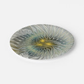 ゴールデンシルバーフラワーファンタジー抽象芸術フラクタル ペーパープレート (アングル)
