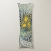 ゴールデンシルバーフラワーファンタジー抽象芸術フラクタル ボディピロー (裏面 (縦))