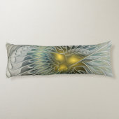 ゴールデンシルバーフラワーファンタジー抽象芸術フラクタル ボディピロー (裏面)