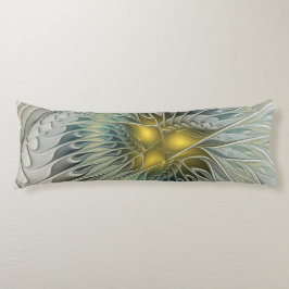 ゴールデンシルバーフラワーファンタジー抽象芸術フラクタル ボディピロー