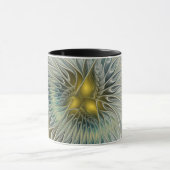 ゴールデンシルバーフラワーファンタジー抽象芸術フラクタル マグカップ (中央)