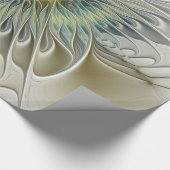 ゴールデンシルバーフラワーファンタジー抽象芸術フラクタル ラッピングペーパー (角)