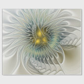 ゴールデンシルバーフラワーファンタジー抽象芸術フラクタル ラッピングペーパー (フラット)