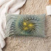 ゴールデンシルバーフラワーファンタジー抽象芸術フラクタル ランバークッション (ブランケット)