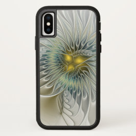 ゴールデンシルバーフラワーファンタジー抽象芸術フラクタル iPhone 13ケース