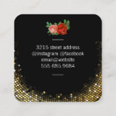 ゴールデンシークイン花柄とバラ スクエア名刺 (裏面)