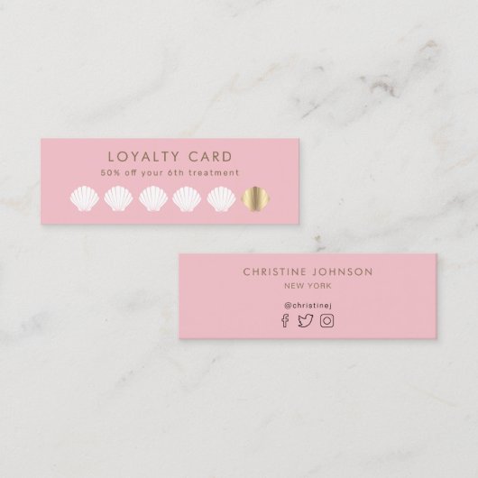 ゴールデンシーシェルピンクロイヤリティカード スキニー名刺 (正面/裏面)