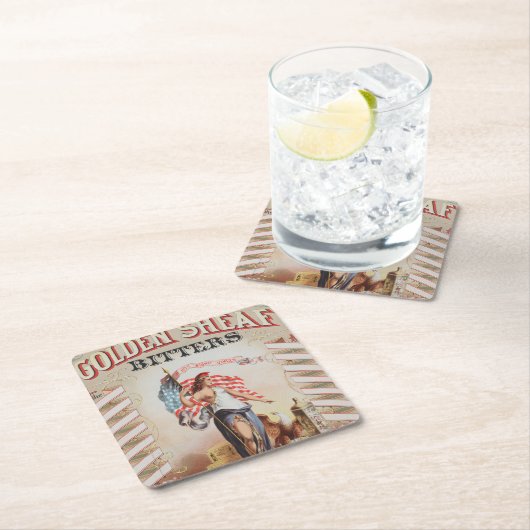 ゴールデンシーフビッター用ビンテージ広告 スクエアペーパーコースター (インサイチュ)