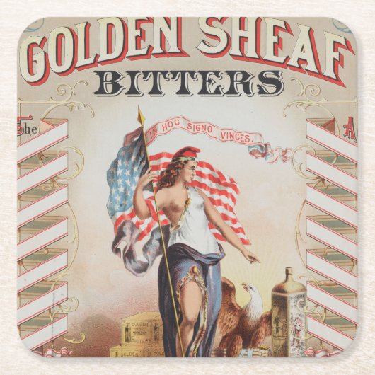 ゴールデンシーフビッター用ビンテージ広告 スクエアペーパーコースター (正面)