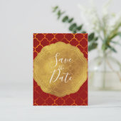 ゴールデンシール・ホイル・ファイヤーリーレッド・インディアン・セーブ・ザ・デート 案内ポストカード (スタンド正面)