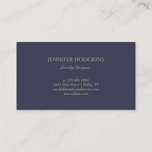ゴールデンジェムアウトライン |ネイビーブルー |ジュエリーデザイナー 名刺 (裏面)