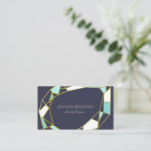 ゴールデンジェムアウトライン |ネイビーブルー |ジュエリーデザイナー 名刺 (スタンド正面)