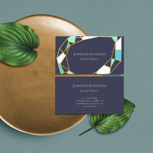 ゴールデンジェムアウトライン |ネイビーブルー |ジュエリーデザイナー 名刺