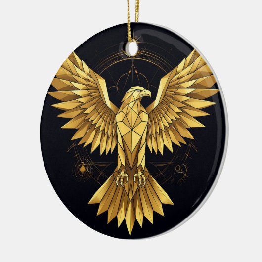 ゴールデンジオメトリックイーグル セラミックオーナメント (左)