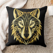 ゴールデンジオメトリックウルフイラストレーション クッション (ブランケット)