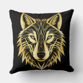 ゴールデンジオメトリックウルフイラストレーション クッション (裏面)