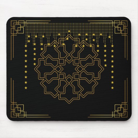 ゴールデンジオメトリックスターマウスパッド – イスラームインスパイア- マウスパッド (正面)