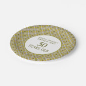 ゴールデンジオメトリックパターモダンン、誕生日パーティー ペーパープレート (アングル)