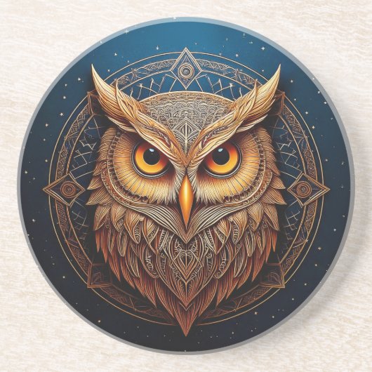 ゴールデンジオメトリックフクロウ コースター (正面)