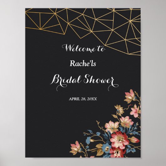 ゴールデンジオメトリックブライダルシャワー ポスター (正面)