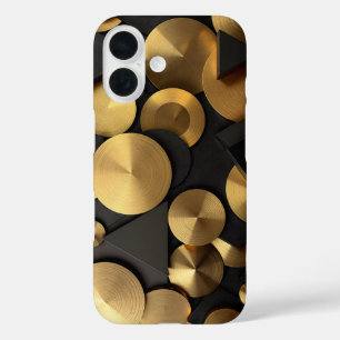 ゴールデンジオメトリックラグジュアリー抽象芸術 iPhone 16ケース