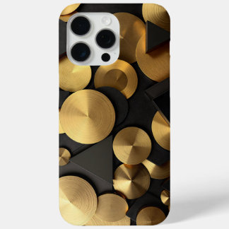 ゴールデンジオメトリックラグジュアリー抽象芸術 iPhone 15 PRO MAXケース