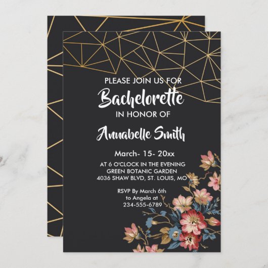 ゴールデンジオメトリック学士 招待状 (正面/裏面)