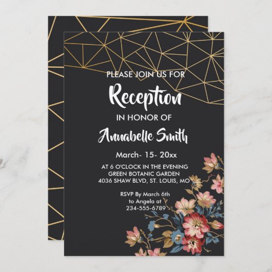 ゴールデンジオメトリック披露宴 招待状 (正面/裏面)