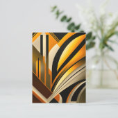 ゴールデンジオメトリック抽象芸術アート ポストカード (スタンド正面)