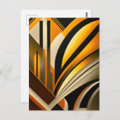 ゴールデンジオメトリック抽象芸術アート ポストカード (正面/裏面)