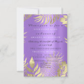 ゴールデンジャングルパープルエレガントブライダル誕生日 招待状 (正面)