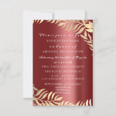 ゴールデンジャングルブルゴーニュエレガントブライダル誕生日 招待状 (正面)